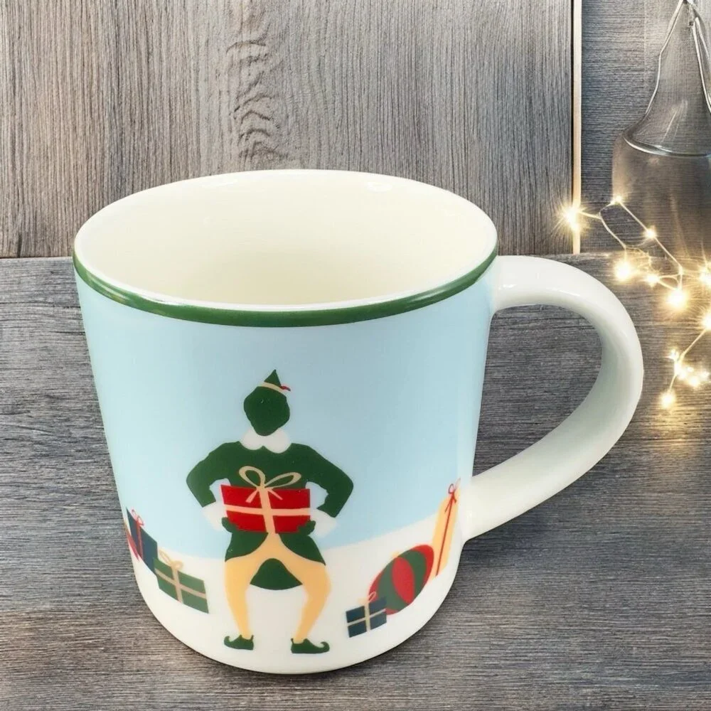 Williams Sonoma Christmas Elf Coffee Mug Cup Ceramic New With Stickers‎ Holiday